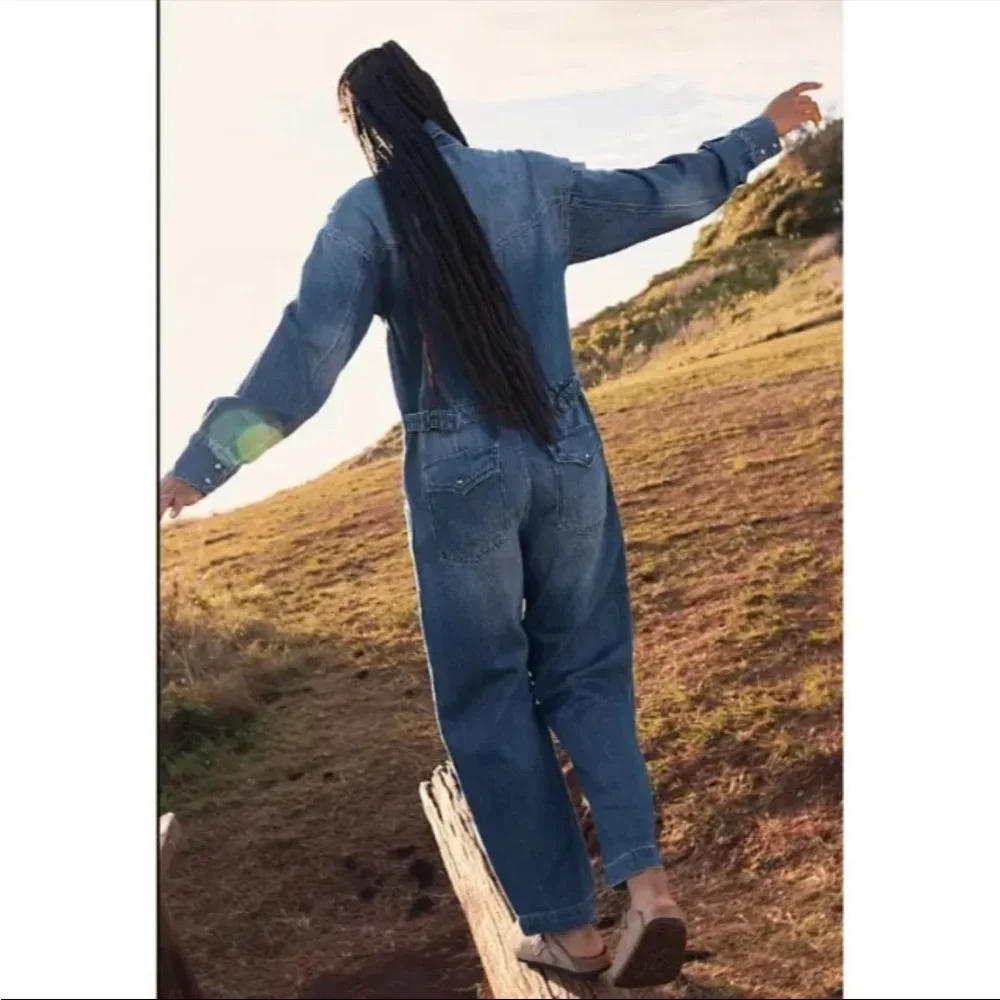 We The Free by Free People Blue Denim Jumpsuit NWT - Picture 2 of 10